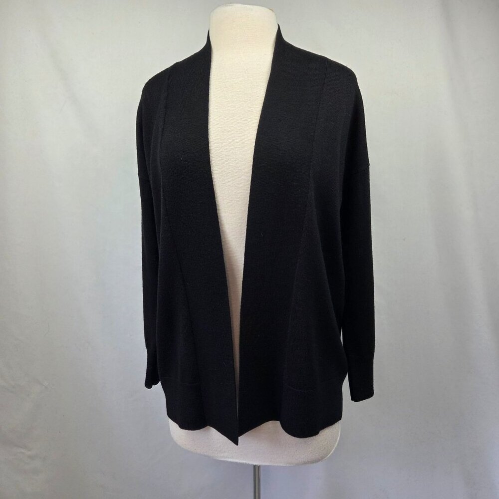 Vince 100% Light Wool Open Front Cardigan Sweater Black XS
